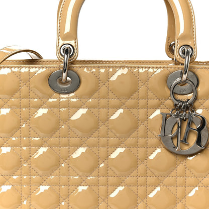 Patent Cannage Large Lady Dior Dark Beige