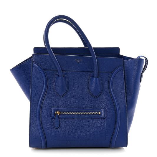 Drummed Calfskin Mini Luggage Indigo