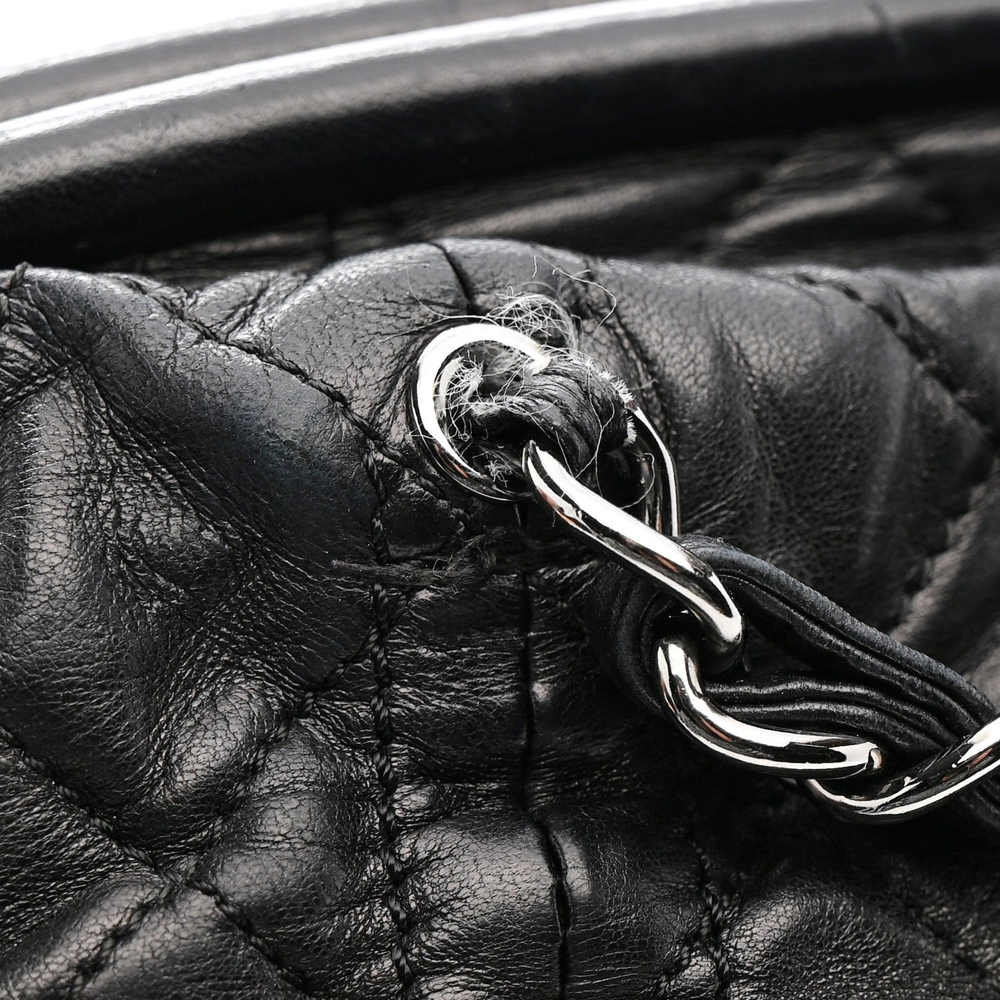 Lambskin Quilted Sharpei Frame Tote Black