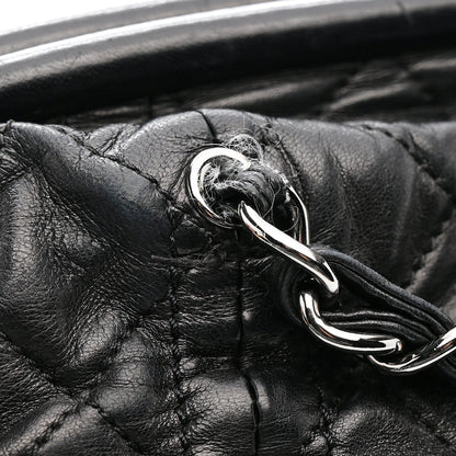 Lambskin Quilted Sharpei Frame Tote Black