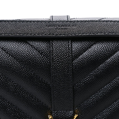 Grain De Poudre Matelasse Chevron Medium Monogram Satchel Black