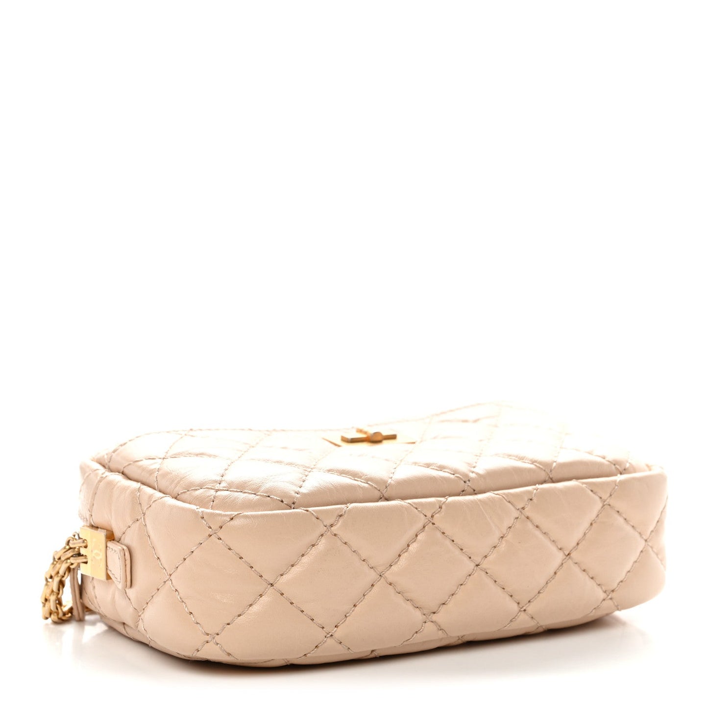 Aged Calfskin Quilted Mini Reissue Camera Case Beige Clair