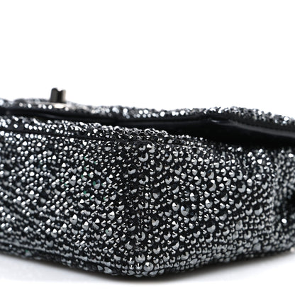 Satin Diamante CC Logo Small Flap Black Ruthenium