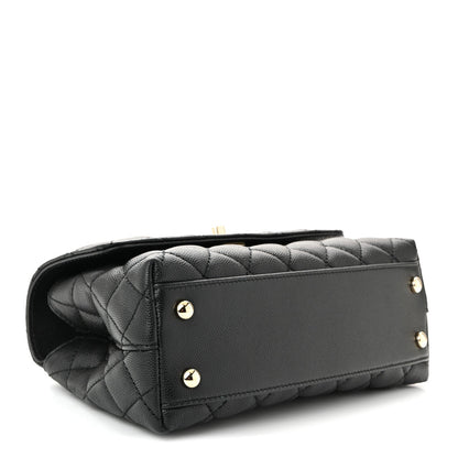 Caviar Quilted Mini Coco Handle Flap Black