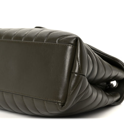 Calfskin Y Quilted Monogram Medium Loulou Chain Satchel Kaki Fonce