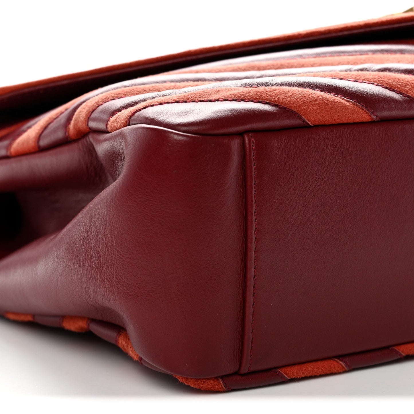 Calfskin Suede Matelasse Chevron Large Monogram College Bag Burgundy