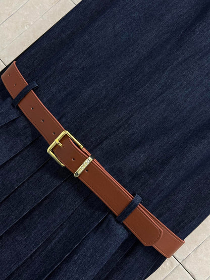 Miumiu 2026 Denim Sleeveless Dress Dark Blue Cotton 357003