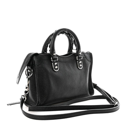 Chevre Silver Metallic Edge Hardware Nano City Black