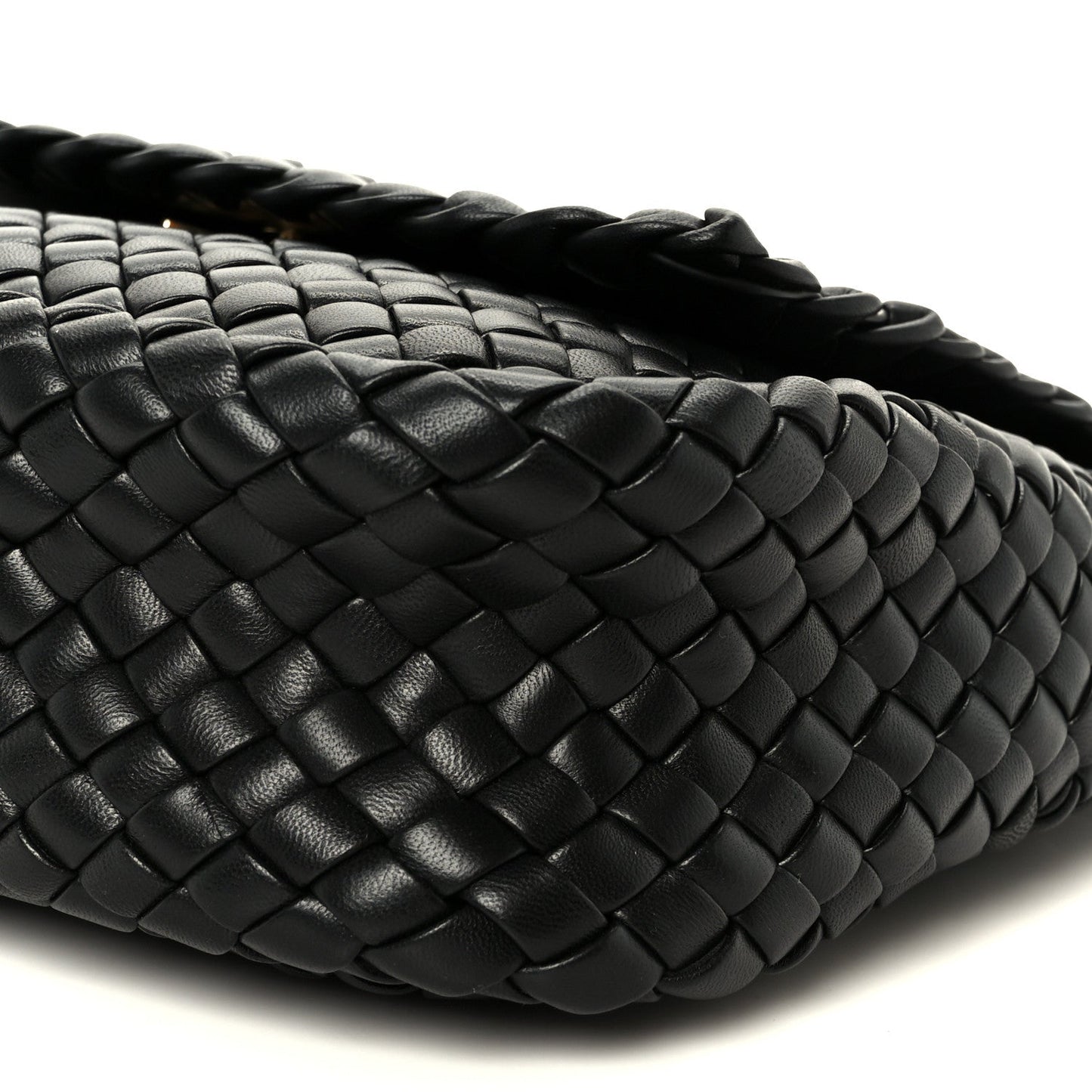 Nappa Intrecciato Small Cobble Messenger Bag Black