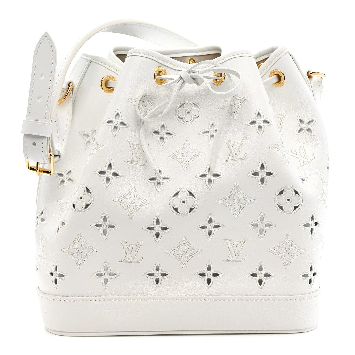 Calfskin Monogram Cutout Petit Noe White