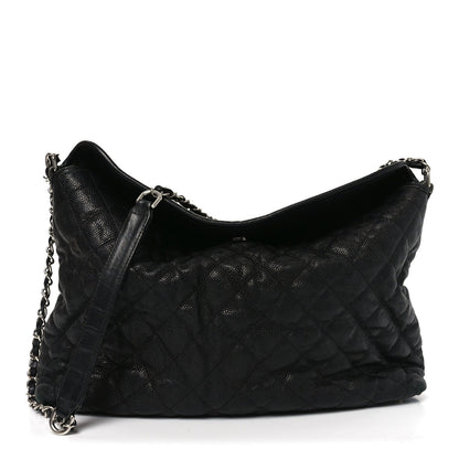Caviar Quilted French Riviera Hobo Black