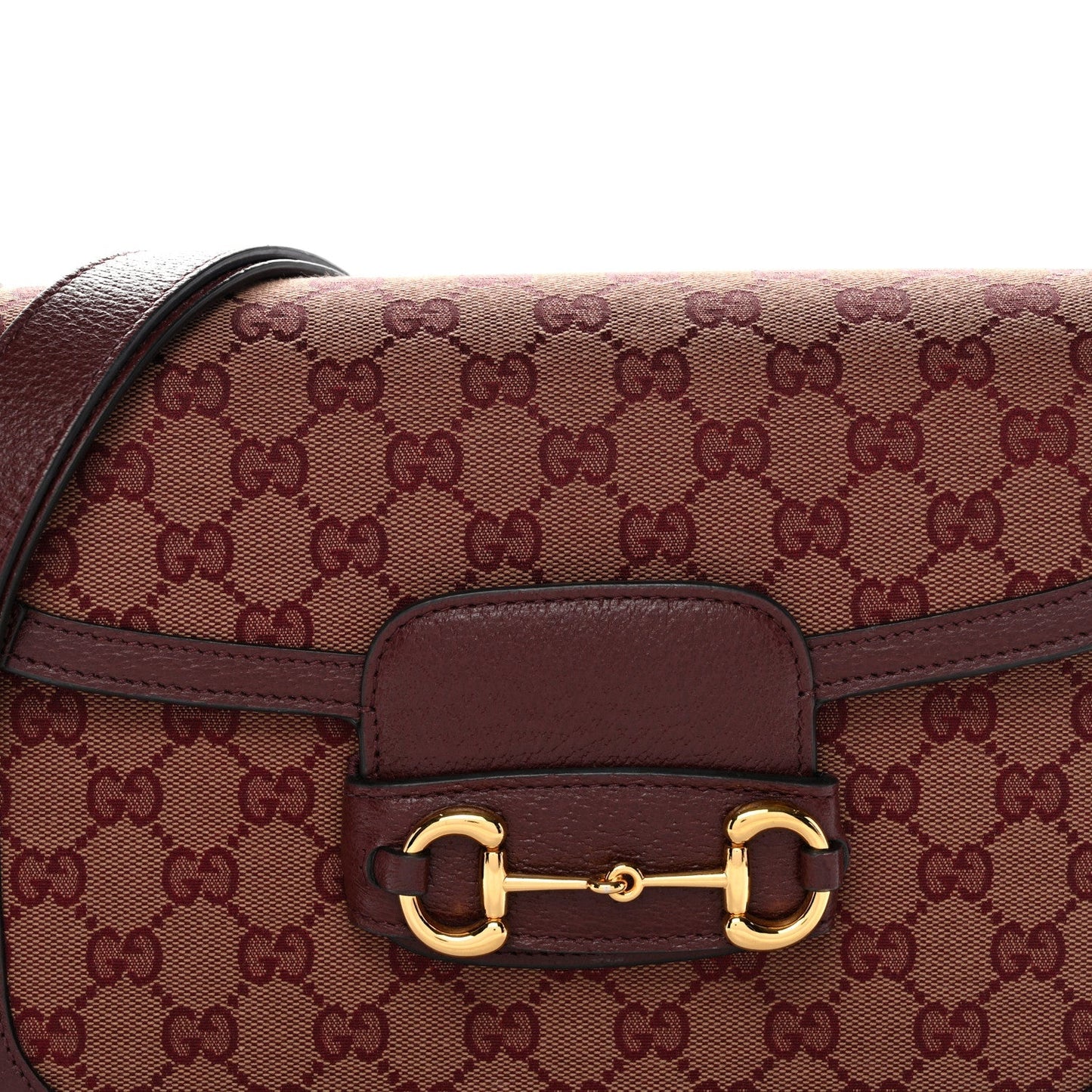 Monogram Textured Dollar Calfskin Horsebit 1955 Shoulder Bag Sahara Rubino Chardonnay