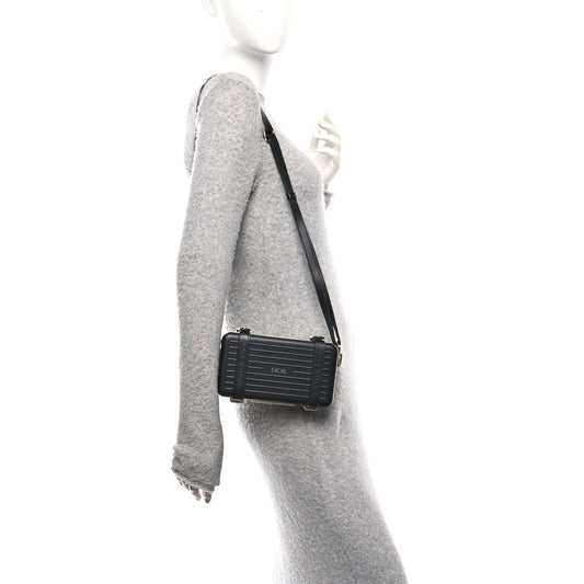 X RIMOWA Aluminum Personal Clutch On Strap Black