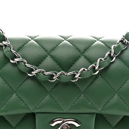 Lambskin Quilted Mini Rectangular Flap Dark Green
