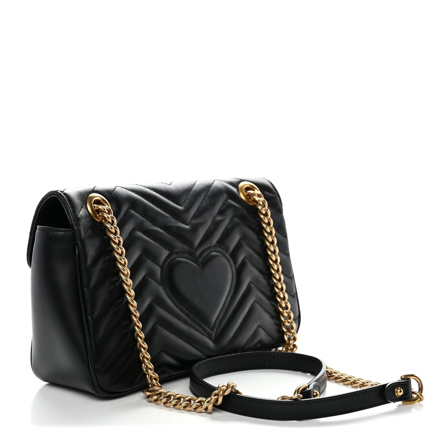 Calfskin Matelasse Small GG Marmont Shoulder Bag Black