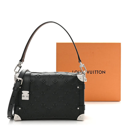 Calfskin Debossed Monogram Side Trunk Black
