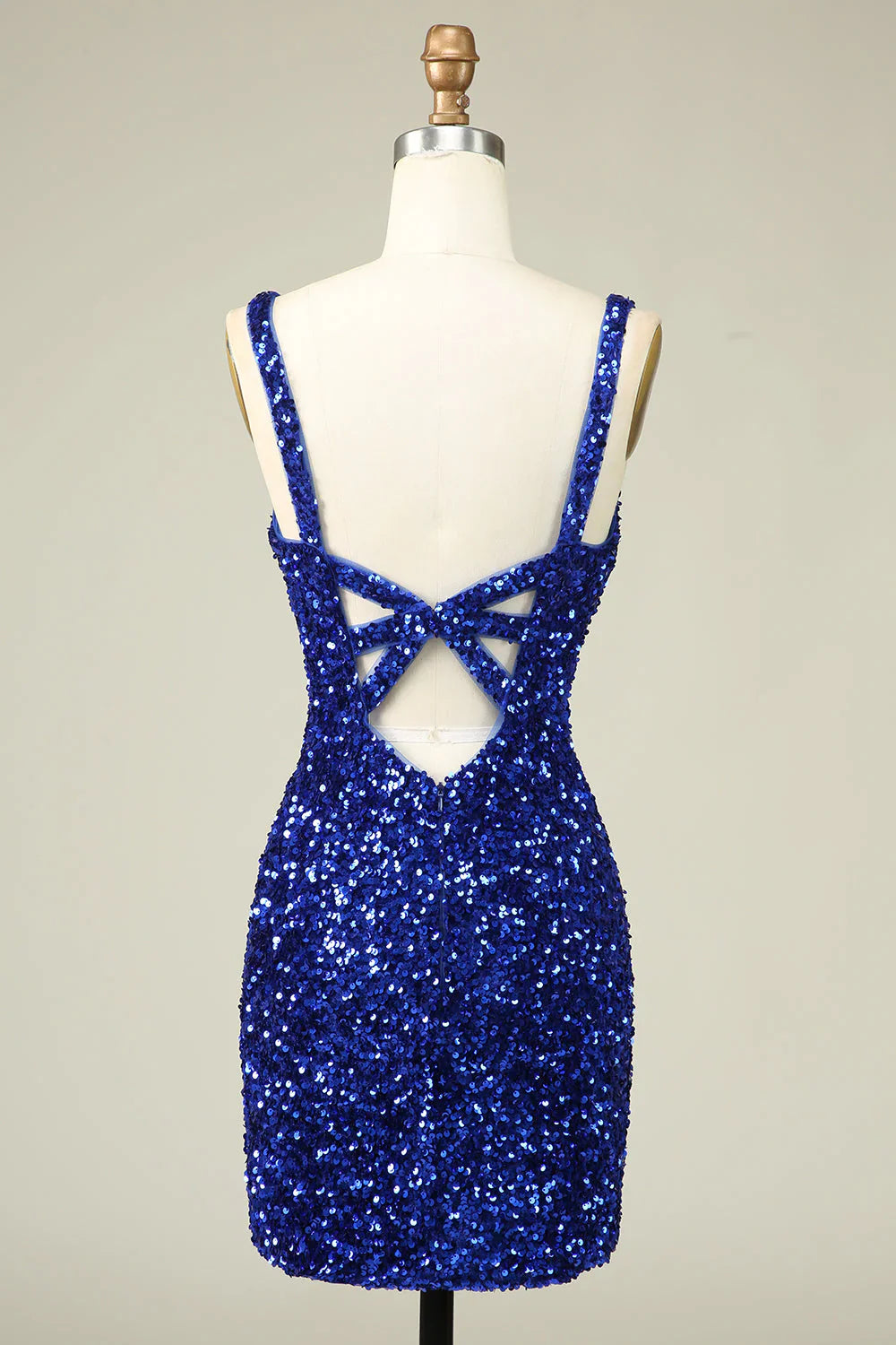 omberprom Short Homecoming Dress Classy Royal Blue Sheath V Neck Sequin Fitted