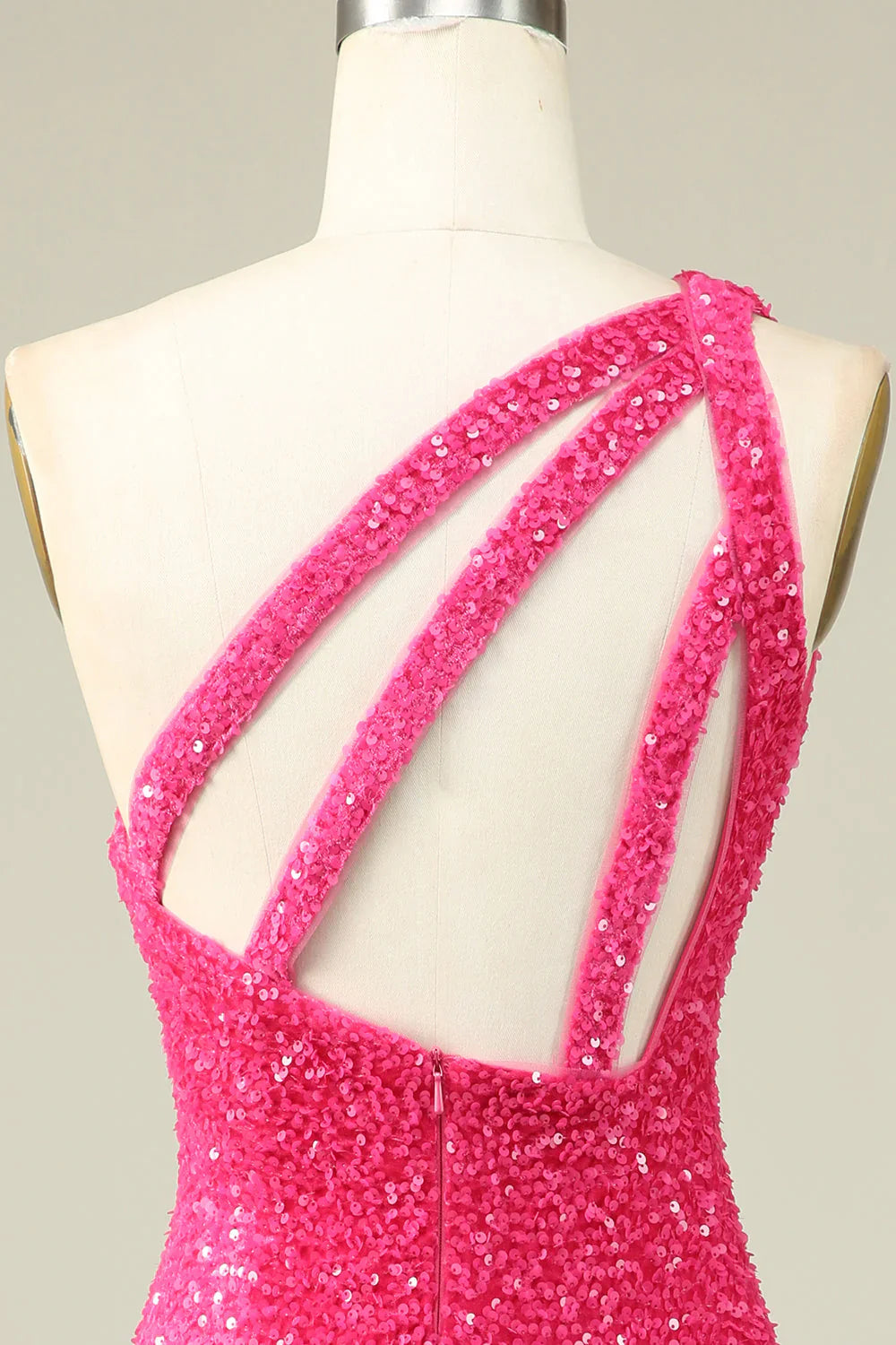 omberprom Homecoming Dress Classy Fuchsia One Shoulder Sequins Tight