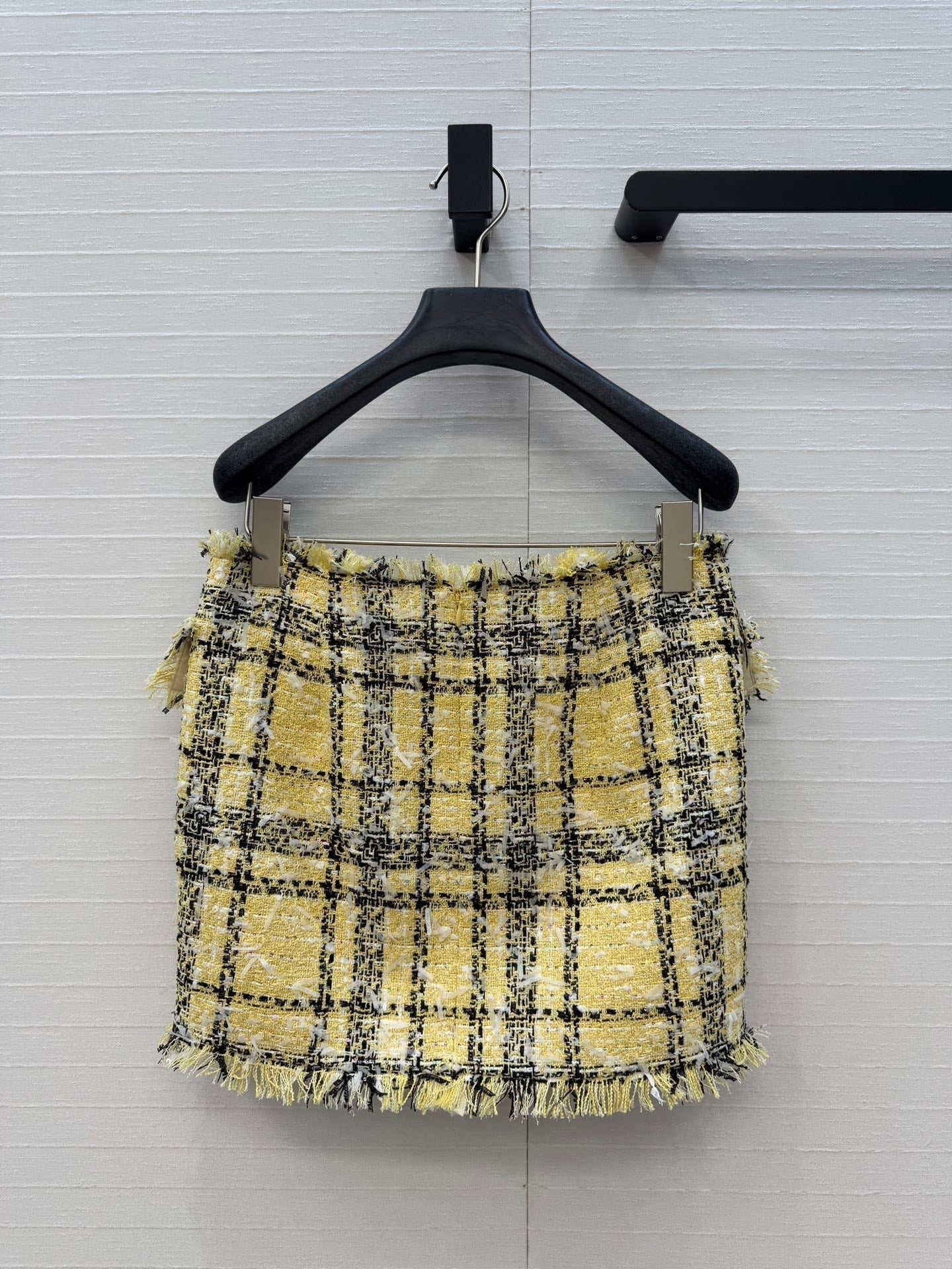 Balmain 26s Skirt Yellow Black Tweed 346066
