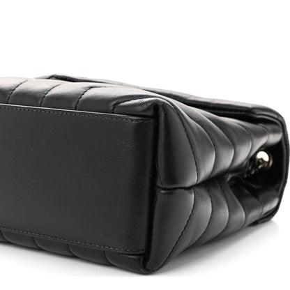 Calfskin Y Quilted Monogram Small Loulou Chain Satchel Black