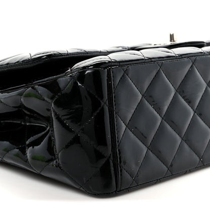 Patent Quilted Maxi Double Flap Black