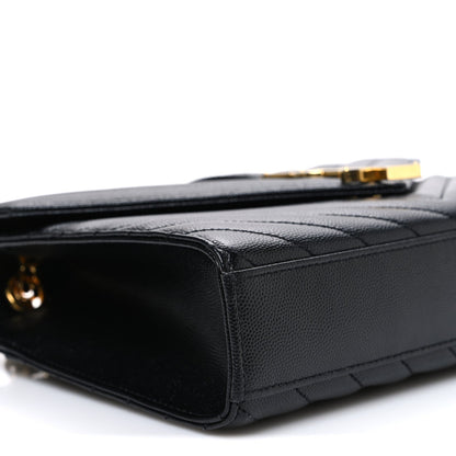 Grain De Poudre Matelasse Chevron Medium Monogram Satchel Black