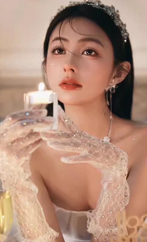 Off-white mesh lace hot diamond wedding dress banquet dinner gloves     S6239