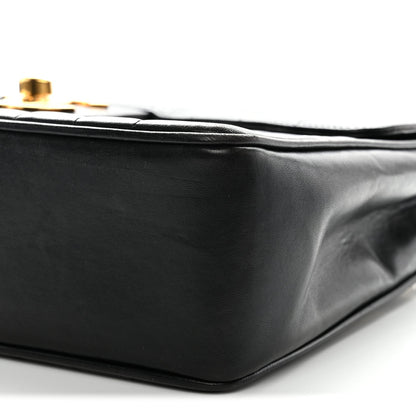 Lambskin Vertical Quilt Jumbo Single Flap Black