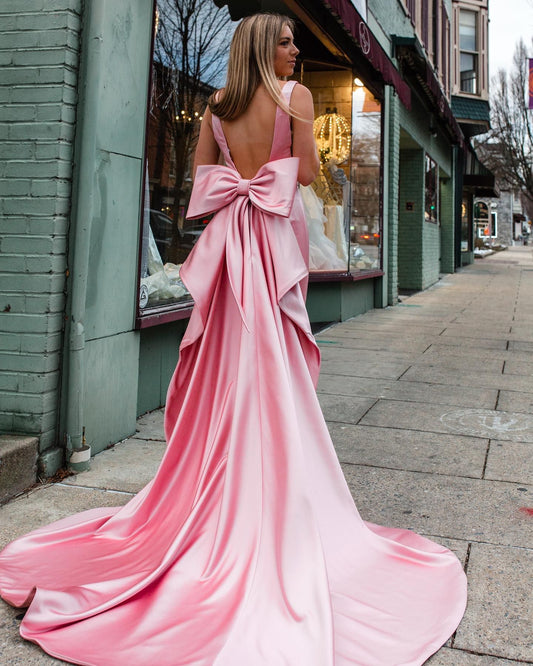 PM494,Cute Mermaid Prom Dresses, Bowknot Open Back Evening Prom Dress