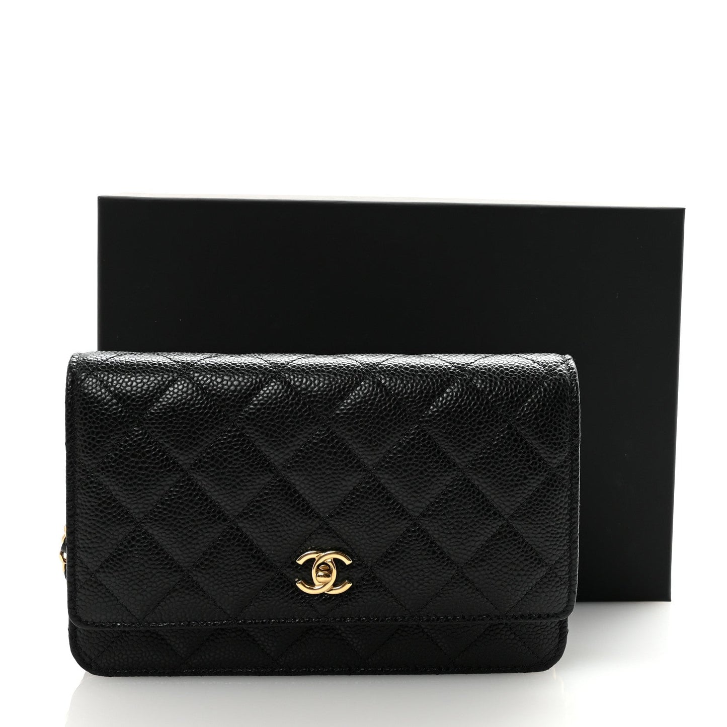 Caviar Quilted CC Turnlock Wallet On Chain WOC Black