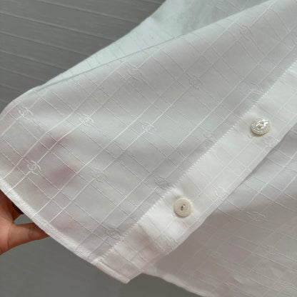 CC 25 Sleeveless Shirt White Silk Cotton Fabric