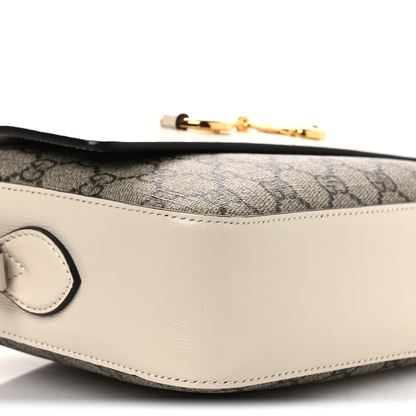 GG Supreme Monogram Small Horsebit 1955 Shoulder Bag Beige Mystic White