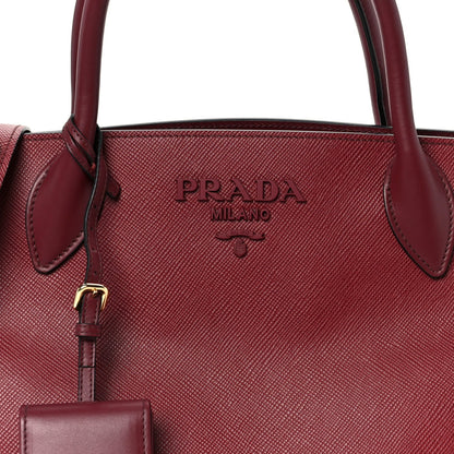 Saffiano Cuir Calfskin Medium Monochrome Top Handle Tote Cerise