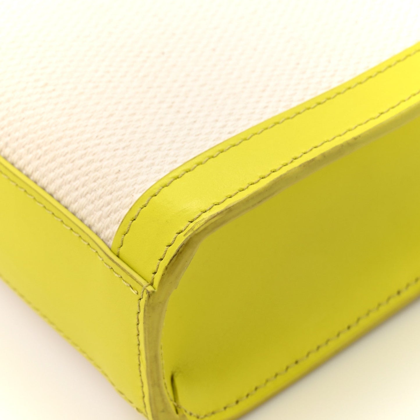 Canvas Calfskin Mini Vertical Cabas Neon Yellow