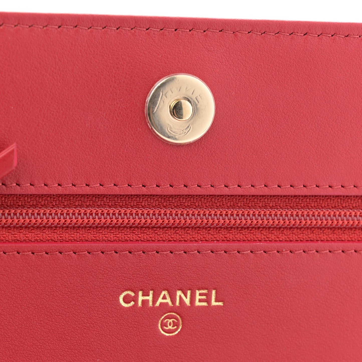 Caviar Camellia Embossed Wallet On Chain WOC Red