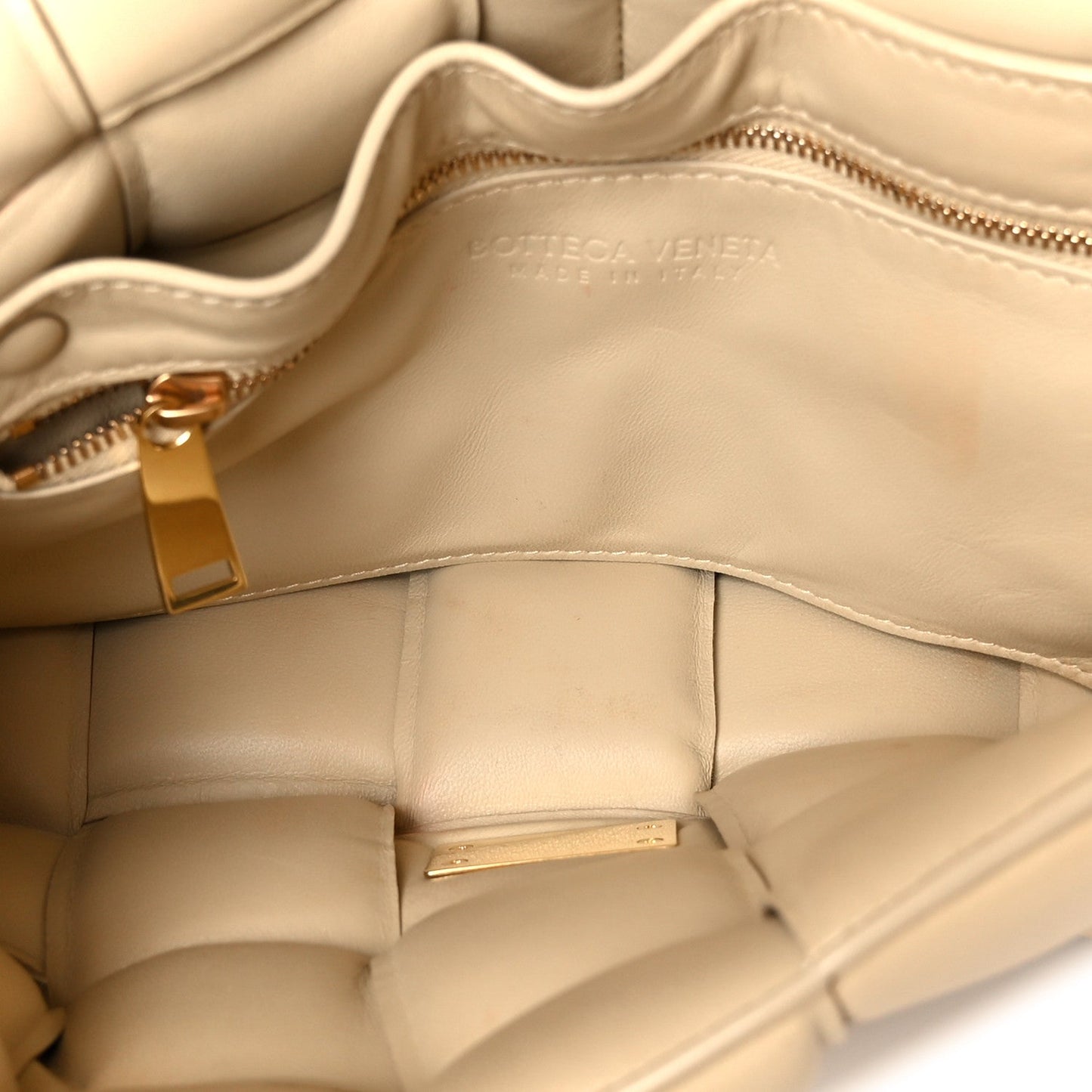 Lambskin Maxi Intreccio Padded Chain Cassette Crossbody Bag Porridge