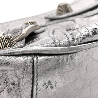 Metallic Agneau Arena Le Cagole Chain Shoulder Bag XS Silver