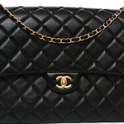 Caviar Quilted Small XXL Travel Flap Bag Black
