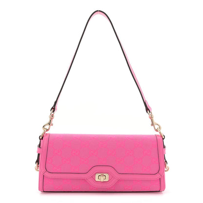 GG Monogram Textured Dollar Calfskin Small Luce Shoulder Bag Pink