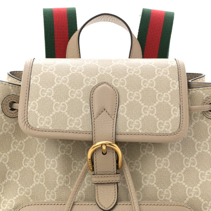 GG Supreme Monogram Azalea Calfskin Retro Interlocking G Buckle Backpack Beige Mystic White