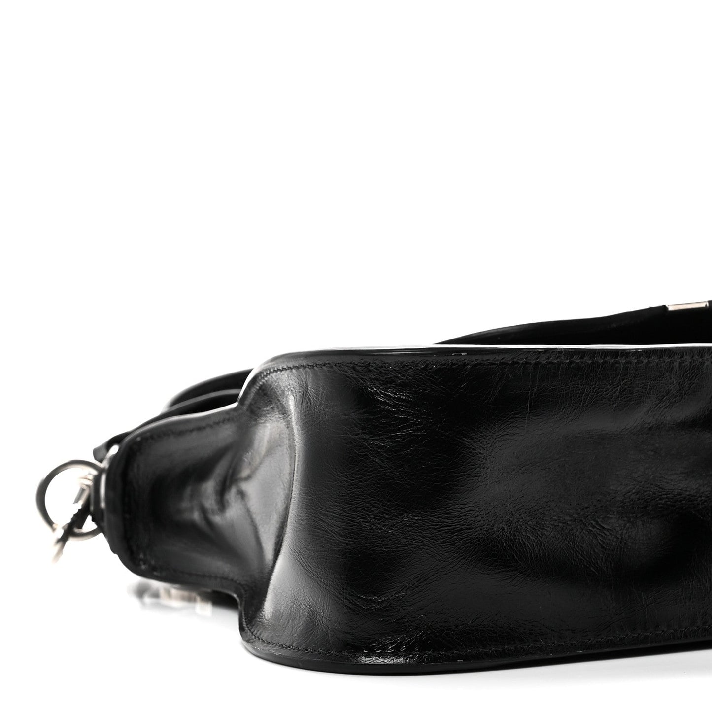 Natural Shiny Calfskin Small Marcie Satchel Black