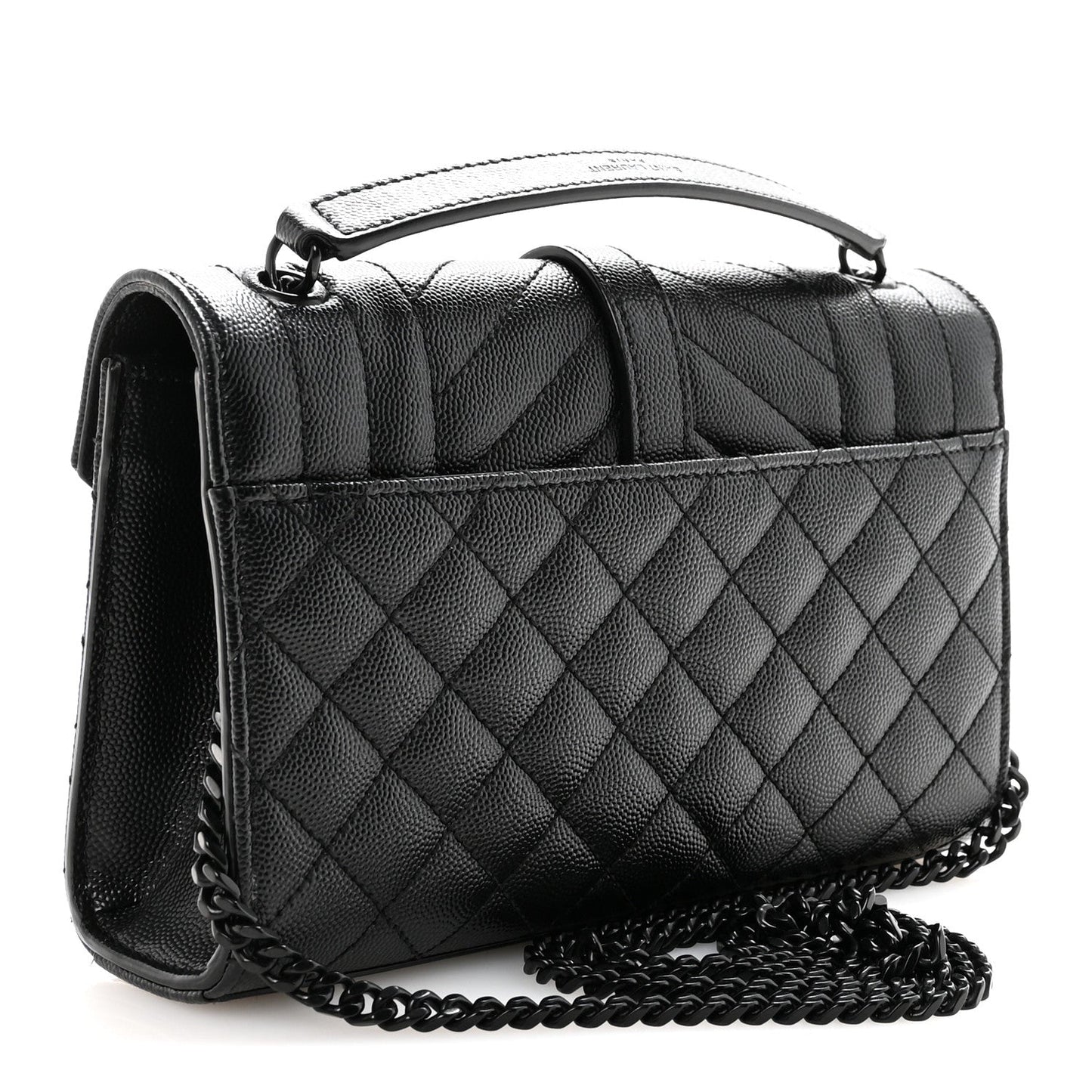 Grain De Poudre Textured Mixed Matelasse Triquilt Small Monogram Monochrome Satchel Black