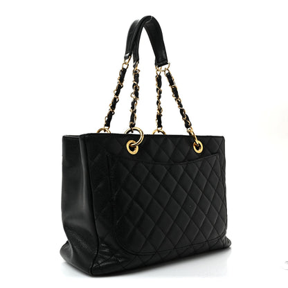 Caviar Quilted Grand Shopping Tote GST Black