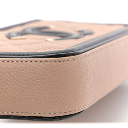 Caviar Quilted CC Filigree Clutch With Chain Beige Black