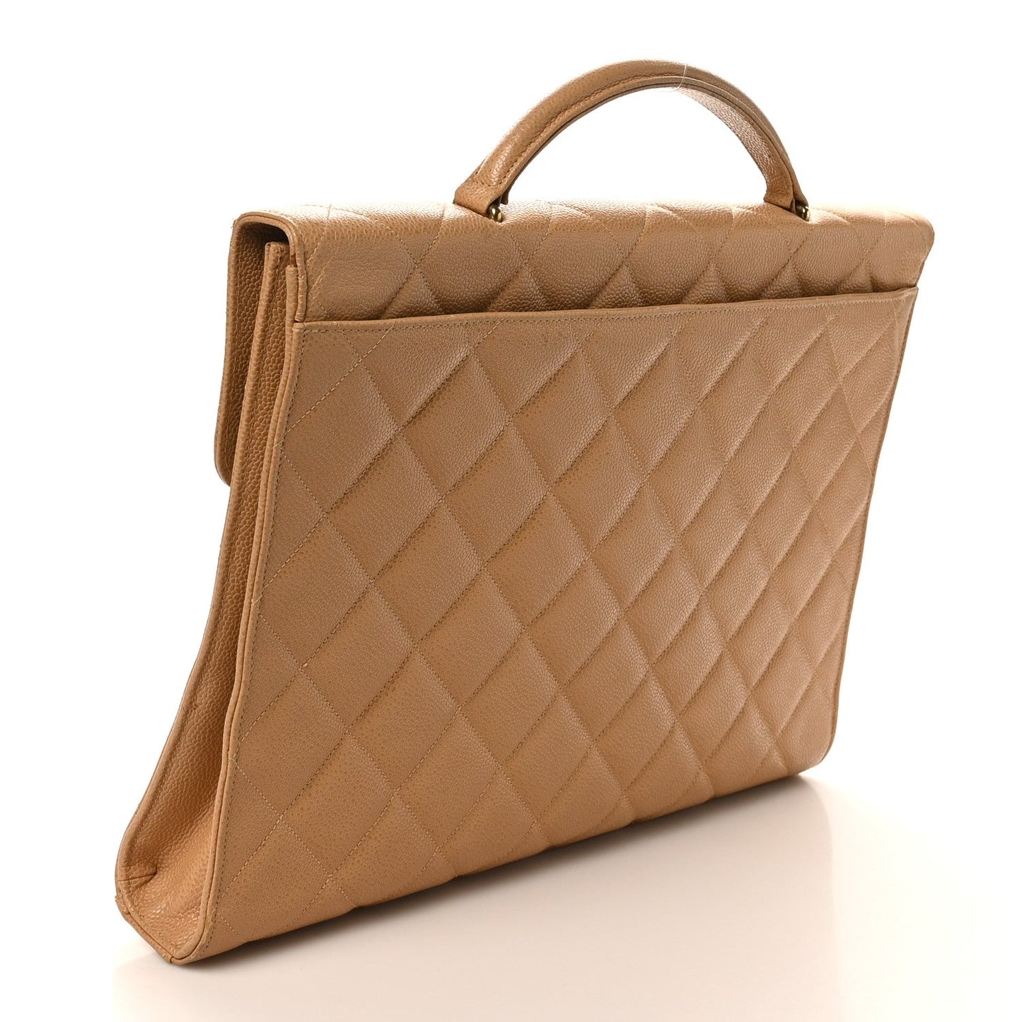 Caviar Quilted Briefcase Laptop Bag Beige
