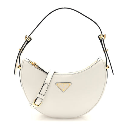 Soft Calfskin Arque Shoulder Bag White