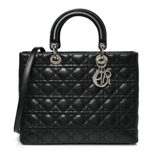 Lambskin Cannage Large Lady Dior Black
