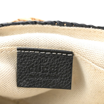 Raffia Azalea Calfskin Crochet Flower Small GG Marmont Shoulder Bag Natural Ecru Black