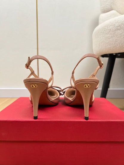 Valentino Garavani Bowow 85mm Slingbacks Rose Cannelle Cowhide