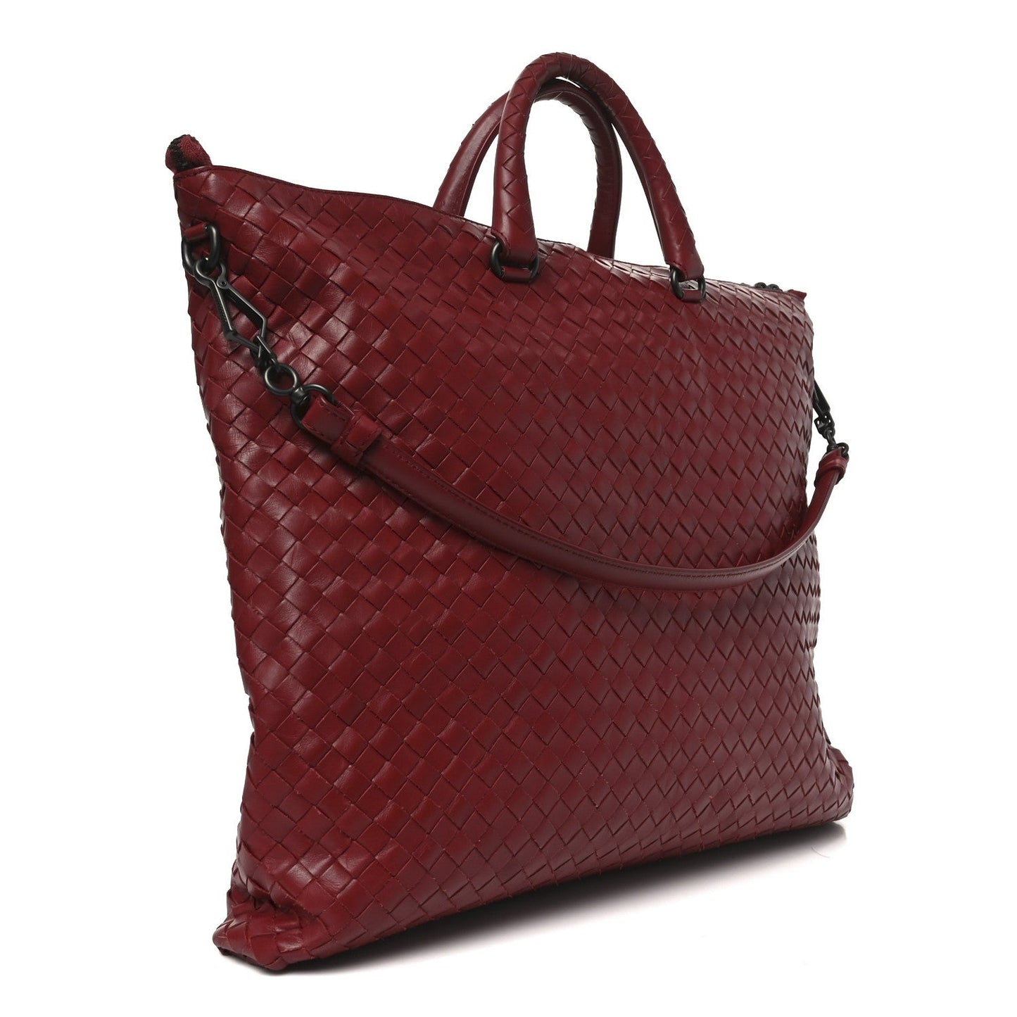 Nappa Intrecciato Medium Convertible Tote Burgundy